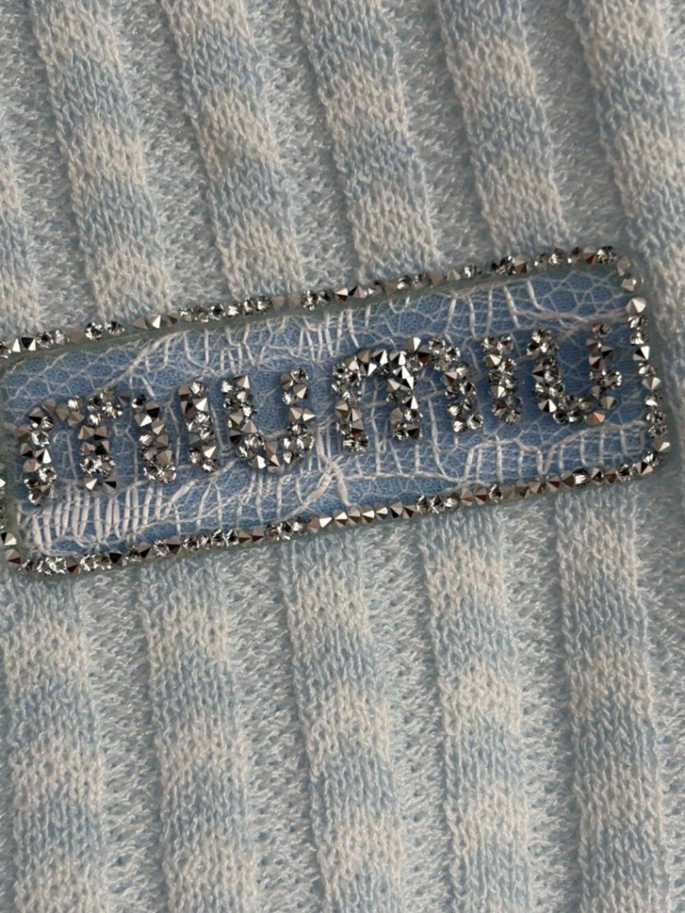 Miu Miu Light Blue Diamond-Embellished Collared Knit Tank Top - Picture 5 of 9